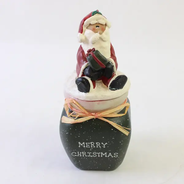 Unbranded "Merry Christmas" Santa Claus Ceramic Jar Candle With Lid 6" Tall