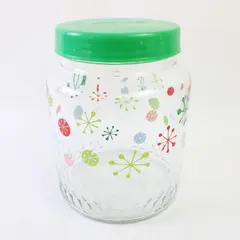 Vintage KIG Indonesia Glass Canister Holiday Decals