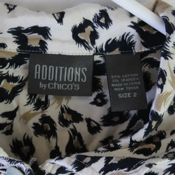 Additions By Chico's Leopard Printed Short Sleeve Button Up Top Womens Size 2