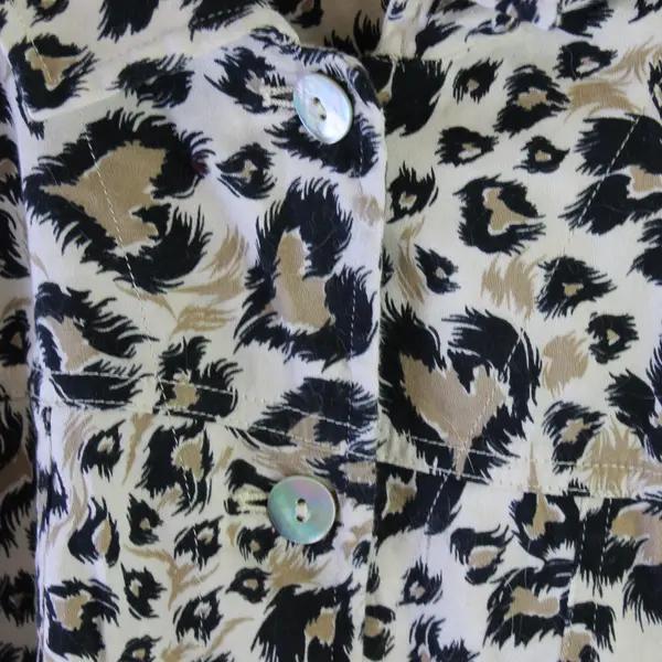 Additions By Chico's Leopard Printed Short Sleeve Button Up Top Womens Size 2