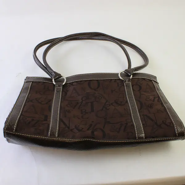 Vintage Sag Harbor Brown Canvas Shoulder Bag Faux Leather Trim