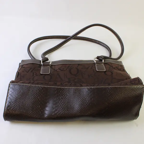 Vintage Sag Harbor Brown Canvas Shoulder Bag Faux Leather Trim