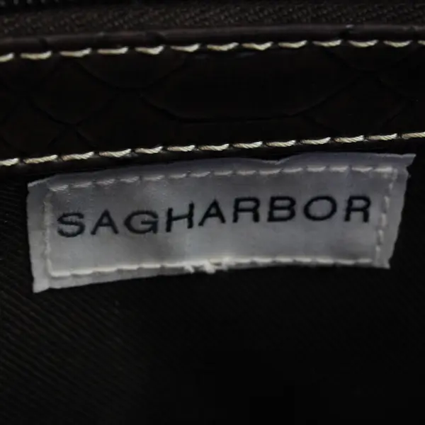 Vintage Sag Harbor Brown Canvas Shoulder Bag Faux Leather Trim