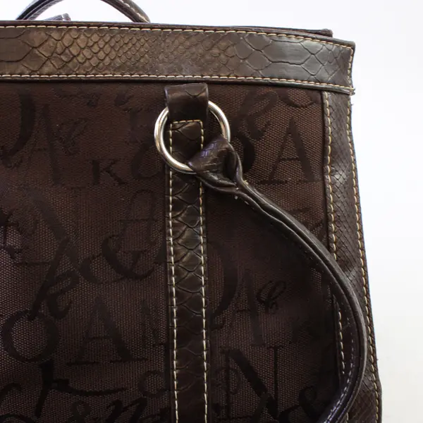 Vintage Sag Harbor Brown Canvas Shoulder Bag Faux Leather Trim