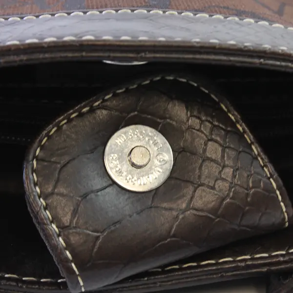 Vintage Sag Harbor Brown Canvas Shoulder Bag Faux Leather Trim