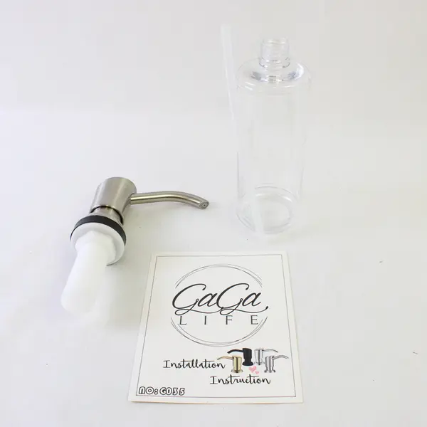 GAGALIFE Built in Sink Soap/Lotion Dispenser Brushed Nickel Pump Head W/ Bottle