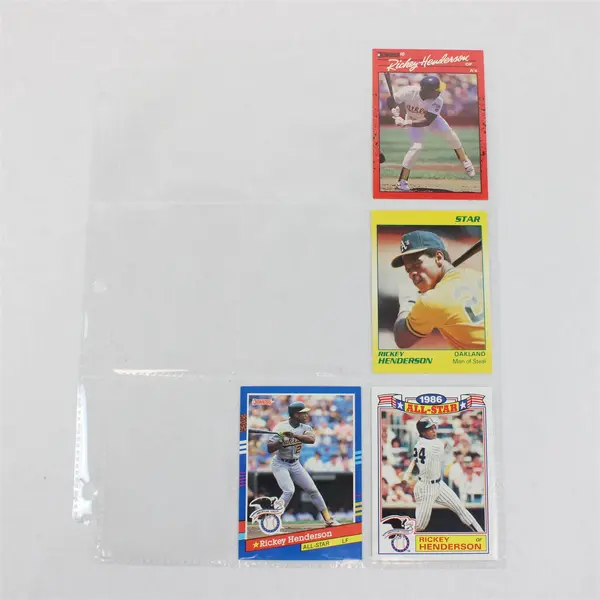 Lot of 4 Rickey Henderson Donruss Topps Leaf Star A's Yankees Cards