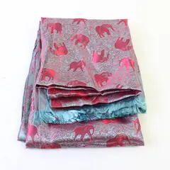 Unbranded Two Toned Blue/Red Iridescent Elephant Pattern Scarf 100% Silk 27"x71"