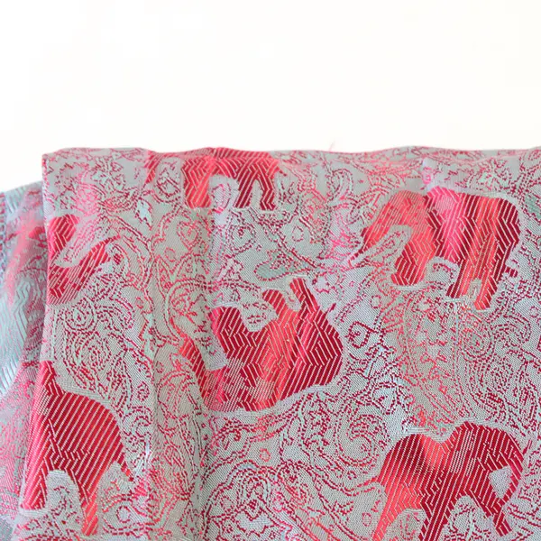 Unbranded Two Toned Blue/Red Iridescent Elephant Pattern Scarf 100% Silk 27"x71"