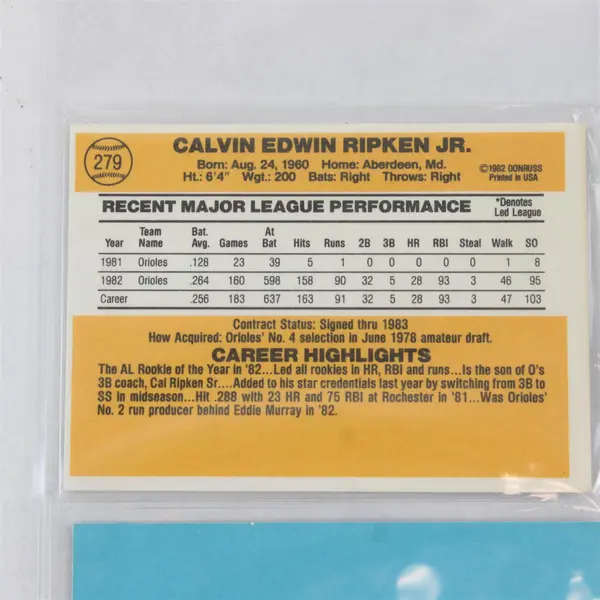 Lot of 5 Donruss Topps Vintage Cal Ripken Jr. Baseball Trading Cards
