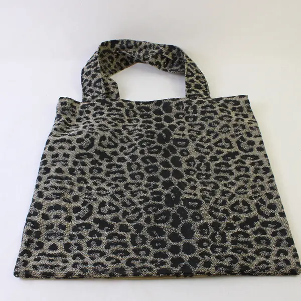 Leopard Print Tote Bag Beige Black Giraffe Elephant Animal 15x14.5