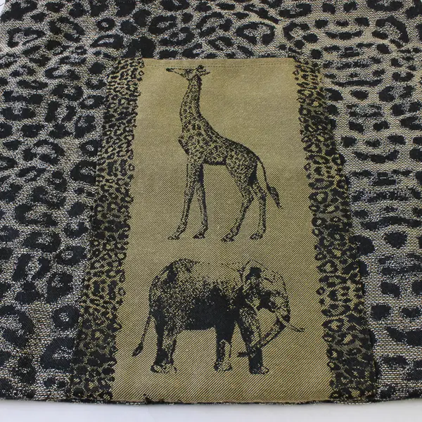 Leopard Print Tote Bag Beige Black Giraffe Elephant Animal 15x14.5