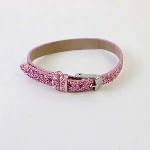 Lot of 4 Women's Faux-Leather Belt Bangle Wristband Bracelets