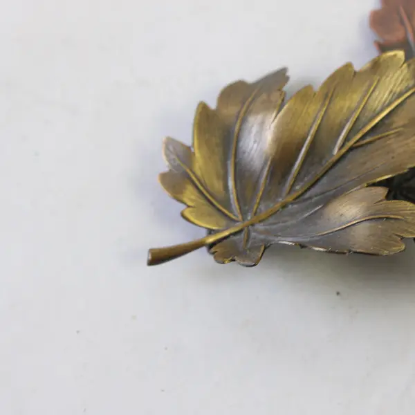 Vintage K&T Multi-Tone Metal Maple Leaf Brooch