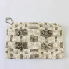 Vintage Starburst Beaded Zipper Pouch Czechoslovakia FLAWED