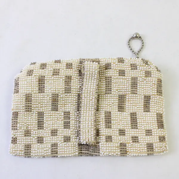 Vintage Starburst Beaded Zipper Pouch Czechoslovakia FLAWED