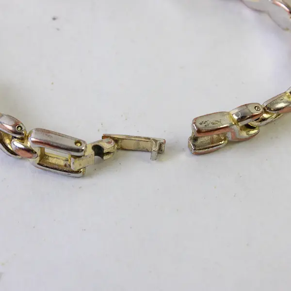 Two-Tone Metal XO Link Bracelet 8"
