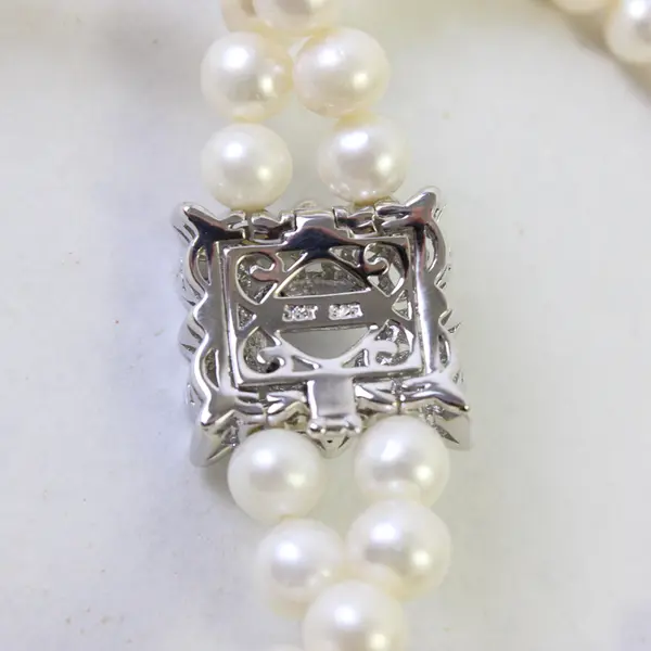 J&T Stretchy Pearl Bracelet 925 Sterling Setting for Interchangeable Stones