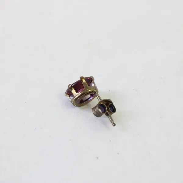 Vintage Stud Earrings Oval Pink-Purple Stones
