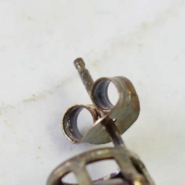 Vintage Stud Earrings Oval Pink-Purple Stones