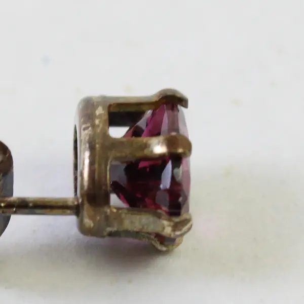 Vintage Stud Earrings Oval Pink-Purple Stones