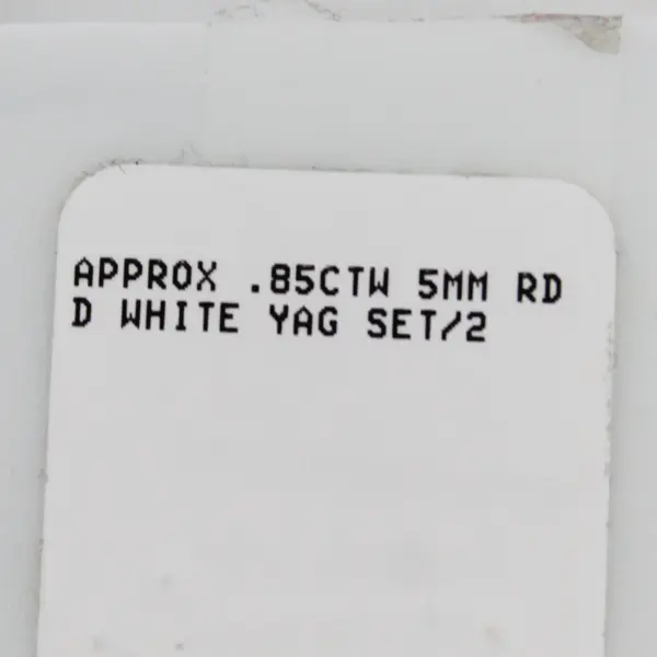 Set of 2 White 0.85CTW 5mm lab Created YAG Yttrium Aluminum Garnets