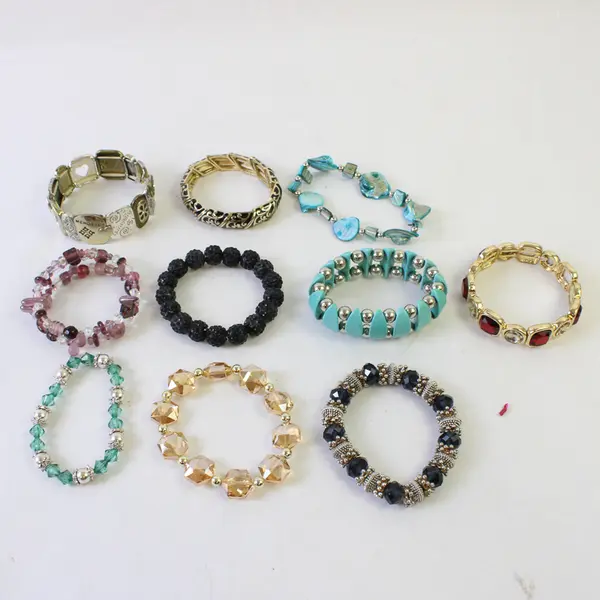 Lot of 10 Assorted Fashion Bracelets Beaded Stretch Mixed Styles