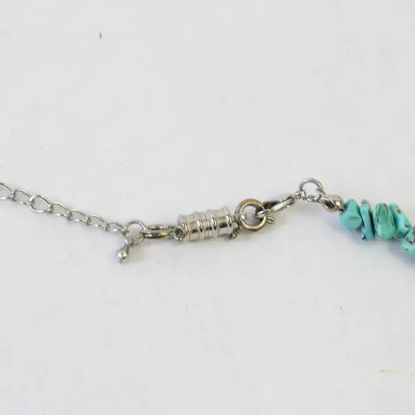 Aqua Blue Millefiori Beaded Art Glass Pendant Necklace 22"