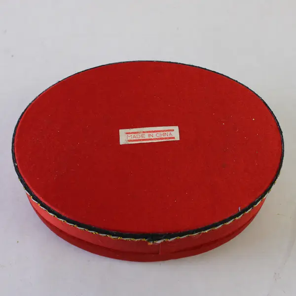 Vintage Red Oval Butterfly Embroidered Jewelry Trinket Box 5in