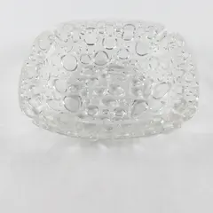 Vintage 1960s Mid Century Modern Clear Pebble Glass Square Heavy Ashtray