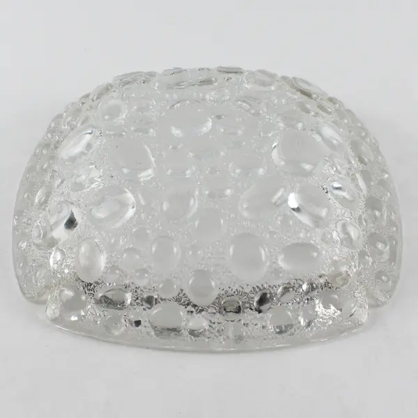 Vintage 1960s Mid Century Modern Clear Pebble Glass Square Heavy Ashtray