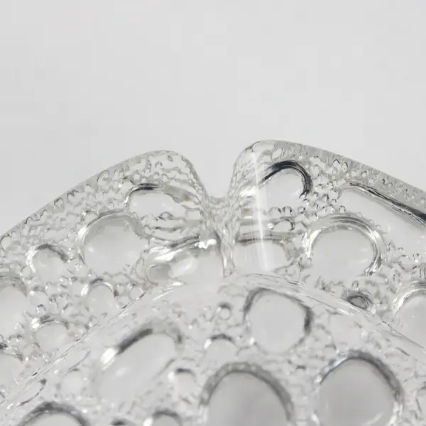Vintage 1960s Mid Century Modern Clear Pebble Glass Square Heavy Ashtray