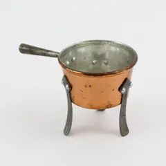 Swedish Miniature Copper Hearth Pan 3 Leg Spider Long Handle Scandinavian