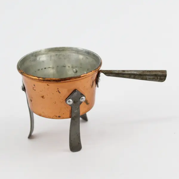 Swedish Miniature Copper Hearth Pan 3 Leg Spider Long Handle Scandinavian