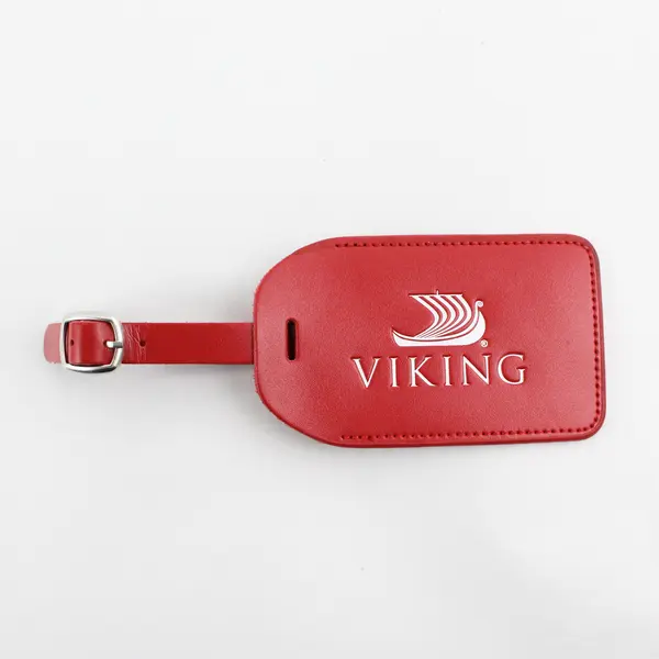 Viking Cruises & Viking Red Leather Luggage Tags Lot of 2 w/ Straps