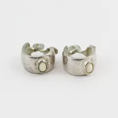 Vintage Monet Silver Tone Hoop Huggie Clip Earrings Fashion Jewelry Costume