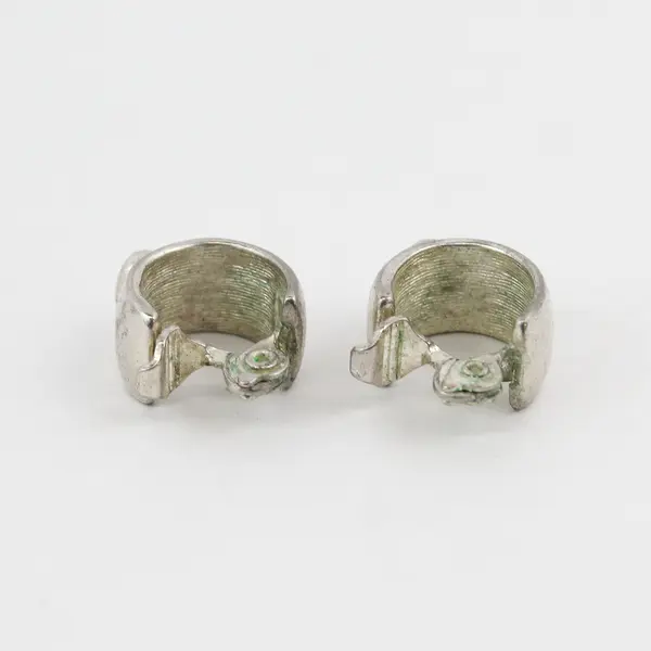 Vintage Monet Silver Tone Hoop Huggie Clip Earrings Fashion Jewelry Costume
