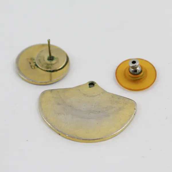 Laurel Burch Vintage Blue Enamel Gold Tone Stud Jacket Earrings