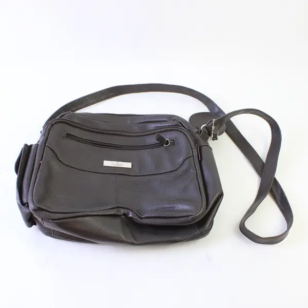 Classics New York Dark Brown Faux Leather Crossbody Purse