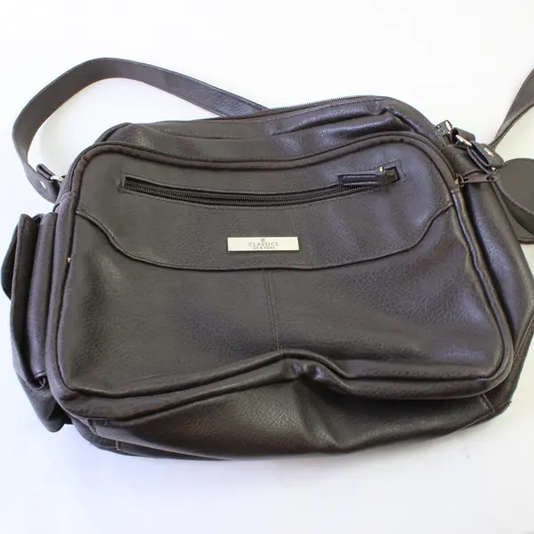 Classics New York Dark Brown Faux Leather Crossbody Purse