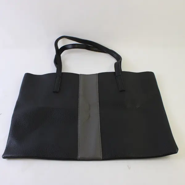 Vince Camuto Black and Gray Pebbled Faux Leather Shoulder Bag Tote
