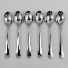 Lot of 6 Gourmet Settings Unknown Pattern 18/C SS Oval Soup Spoons 8.25" Good