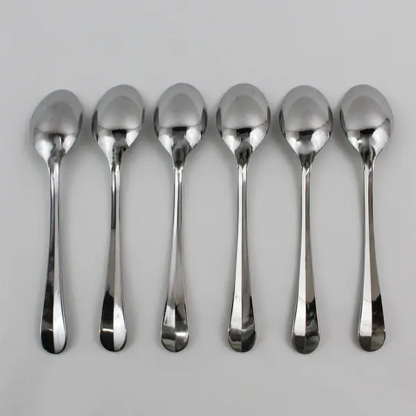 Lot of 6 Gourmet Settings Unknown Pattern 18/C SS Oval Soup Spoons 8.25" Good