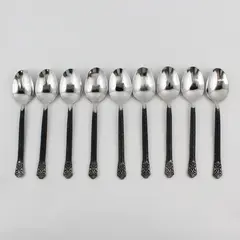 Lot of 9 Gourmet Settings Avalon Barcelona Pattern 18/10 SS Oval Soup Spoons 8"