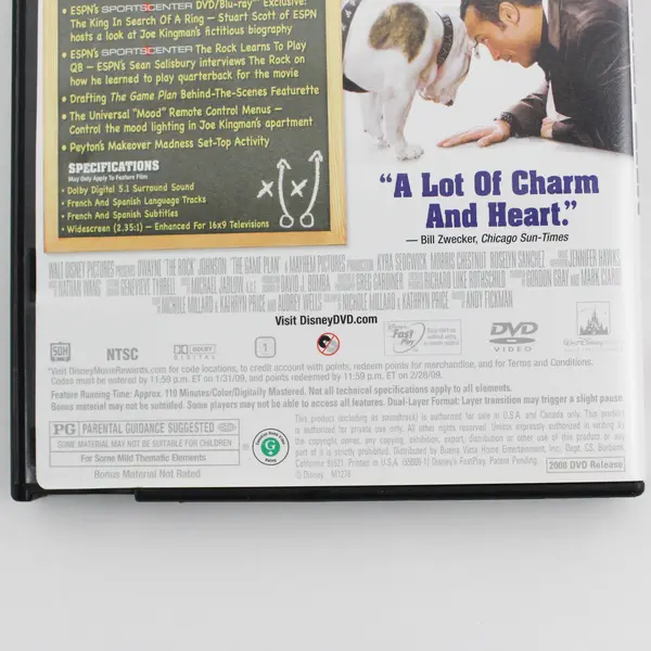 The Game Plan DVD 2008 Widescreen Release Walt Disney #55686