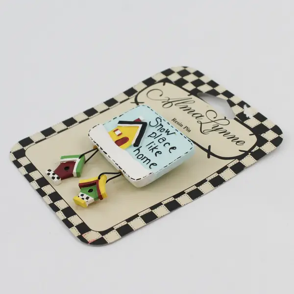 1998 Retro Pin Alma Lynne Snow Place Like Home Dangling Birdhouse Charms 1998