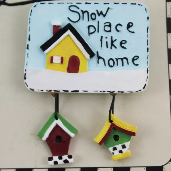 1998 Retro Pin Alma Lynne Snow Place Like Home Dangling Birdhouse Charms 1998