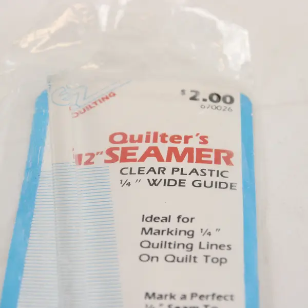 Quilter's 12" Seamer Clear Plastic 1/4" Wide Guide, Unused in Package