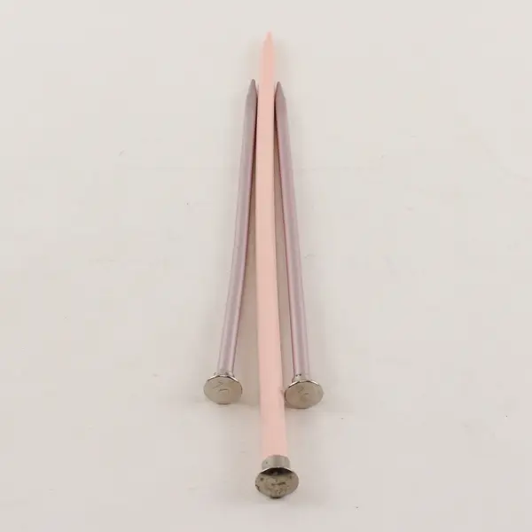 Lot of 3 Pink Aluminum Knitting Needles, 2 are size 10 and the other is size 13