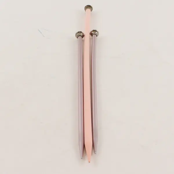 Lot of 3 Pink Aluminum Knitting Needles, 2 are size 10 and the other is size 13